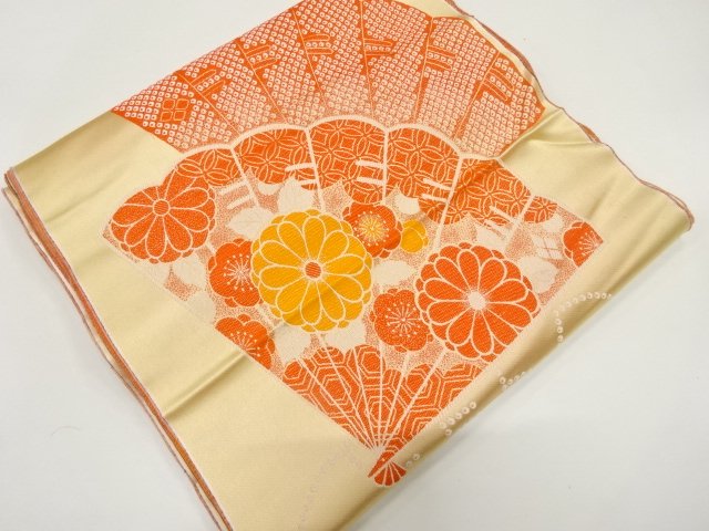 JAPANESE KIMONO / ANTIQUE BOLT FOR ZABUTON COVER / WOVEN FAN